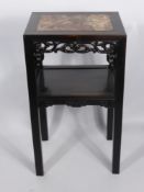 An Antique Chinese Plant Stand with rose marble insert, approx 42 x 31 x 76 cms.