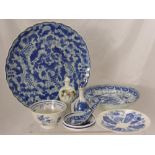 A Collection of Miscellaneous Oriental Blue and White Porcelain, including scallop form plate