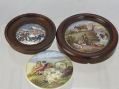 A Quantity of 19th Century Pot Lids, entitled  "Peace", "Alas Poor Bruin" and one other pastoral