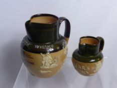 A Doulton Lambeth Ware Two Tone Stone Ware Whisky Jug, advertising John Dewar & Sons Limited