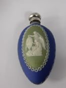A Wedgwood Tear Shaped Silver Topped Perfume Bottle, the perfume bottle depicting classical
