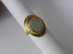 A Lady's 14 Ct Yellow Gold and Opal Ring, opal triplet 13.5 x 9.5 mm, size K, approx 3.4 gms.