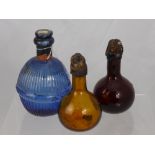 A Pair of Early Glass Flasks, including an amber decanter stamped Chateau de Conde with original wax