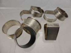 Quantity of Silver and Silver Plated Napkin Rings, four with various hallmarks together with a set