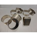 Quantity of Silver and Silver Plated Napkin Rings, four with various hallmarks together with a set