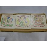 A Set of Six Vintage German Character Porcelain Tiles, depicting various comical marriage scenes.