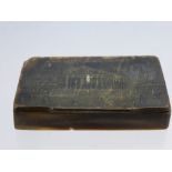 A 19th Century French Horn Snuff Box, the snuff box depicting 'Vun de la Madeleine Paris'.