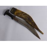 A Vintage Middle Eastern Dagger, the dagger having wooden hilt with vellum scabbard, blade length