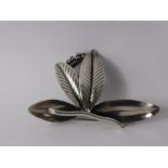 A Sterling Silver Danish Floral Brooch, mm AM and inscribed 'Nougee' to back approx wt 14.5 gms.