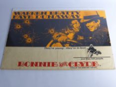 A Vintage 1967 Warner Brothers 'Bonnie & Clyde' Film Poster, 100 x 66 cms.