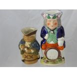A Royal Doulton Harry Simeon Man on Barrel XX approx 20 cms together with A Toby Jug Sampson