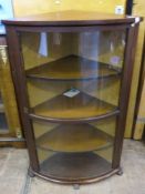 A Mahogany Corner Cupboard with Glazed Front, revealing four internal shelves, approx 72 x 51 x