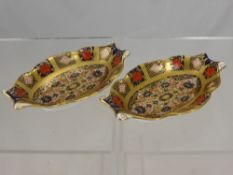 Two Royal Crown Derby Imari Pattern No. 1128 Trinket Dishes.