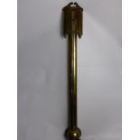 A 19th Century Brass Cased Wall Mounted Stick Barometer, Yelware, Taunton, the register signed, with