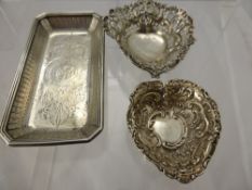 A Victorian Silver Pin Dish, London hallmark dd 1875, mm Banard & Son together with a filigree