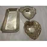 A Victorian Silver Pin Dish, London hallmark dd 1875, mm Banard & Son together with a filigree