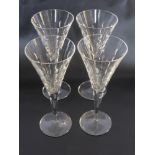 Four Large Champagne Cut Glass Flutes. (WF)