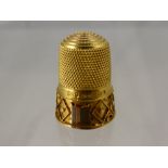 A Lady's 15 Ct Gold Hallmark Thimble, Birmingham hallmark dd 1916, mm J.F.