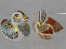 A Royal Crown Derby Paper Weight, Collector's Guild Duckling together with a Teal Duckling. (2)