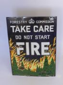 An Enamel Public Notice Sign, for the Forestry Commission "Take Care Do Not Start Fire" approx 38