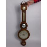 A 19th Century Banjo Barometer / Hydrometer, the barometer having a silvered face with string