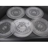 Six Waterford Crystal Dessert Plates, stamped Waterford to base.