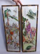 A Pair of Contemporary Chinese Paintings on Porcelain, depicting a hunting scene and a battle scene,