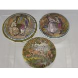 A Quantity of 19th Century Pot Lids, two depicting lovers, one a woodland scene and the other a