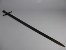A 19th Century Islamic Broad Sword, wire bound hilt, cruciform guard, multi fullered blade measuring