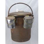 A Slater Dursley Copper and Brass Vintage Dairy Pail, with two cannisters, approx 38 cms high.