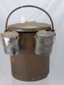 A Slater Dursley Copper and Brass Vintage Dairy Pail, with two cannisters, approx 38 cms high.