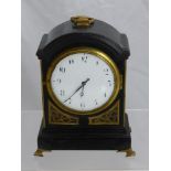 An Ebonised and Brass Miniature Bracket Clock, the movement stamped Charles Goode, with brass