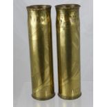 A Pair of WWI Decorative Brass Shell Cases, commemorating the campaigns of 1916 at Verdun and The