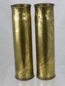 A Pair of WWI Decorative Brass Shell Cases, commemorating the campaigns of 1916 at Verdun and The