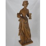 A Black Forest Style Carved Wooden Figure of a Lady, signed A.O. Zwink, Ober-Ammergau dd September