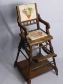 A Vintage Oak Child's High Chair.