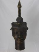 Cast Bronze Nigerian Bust, with traditional head dress, approx 53 cms