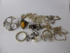 A Miscellaneous Collection of Silver and Other Jewellery, including Celtic cross brooch, mm OMG,