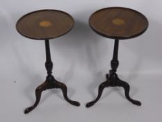 A Pair  of Mahogany Occasional Tables, with decorative inlay.