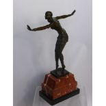 After D H Chiparus A Bronze Figure 'Phoenician Dancer', on stepped marble, foundry mark and