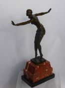 After D H Chiparus A Bronze Figure 'Phoenician Dancer', on stepped marble, foundry mark and