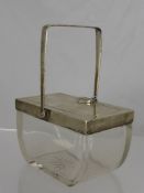 A Solid Silver and Cut Glass Sugar Caddy, Birmingham hallmark, mm Heath & Middleton.