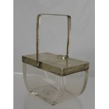 A Solid Silver and Cut Glass Sugar Caddy, Birmingham hallmark, mm Heath & Middleton.