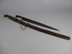 Two Antique Caucasian Swords, one having wooden hilt without scabbard approx 59 cms, the other