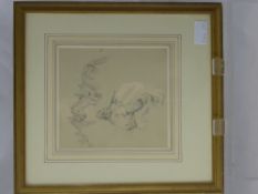 A Pencil Study of a Mongolian Herder, artist unknown approx 16 x 17 cms, framed and glazed.