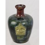 Royal Doulton Art Ware Whisky Decanter, the decanter with green & blue mottled glaze, brown neck &