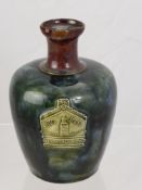 Royal Doulton Art Ware Whisky Decanter, the decanter with green & blue mottled glaze, brown neck &