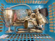 Quantity of Silver, including a Trophy Cup to the YMCA Cairo, three napkin rings and miscellaneous