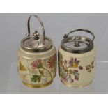 Two Ceramic Tunnicliffe Lidded Sugar Bowls, hand painted with flowers.