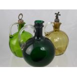 Three Green Glass Decanters, together with a miniature soda siphon. (4)